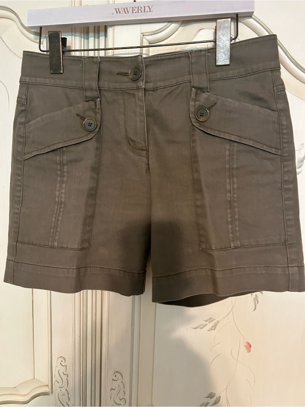 CAbi Olive Utility Pocket Bermuda Shorts